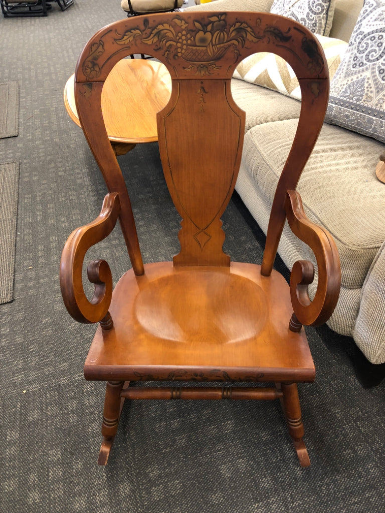 VTG SMALL WOOD ROCKING CHAIR.