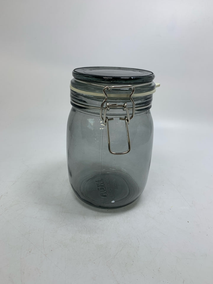 SMOKEY GLASS CANISTER.