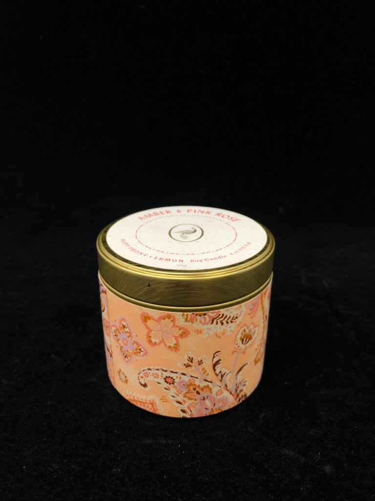 AMBER PINK ROSE CANDLE.