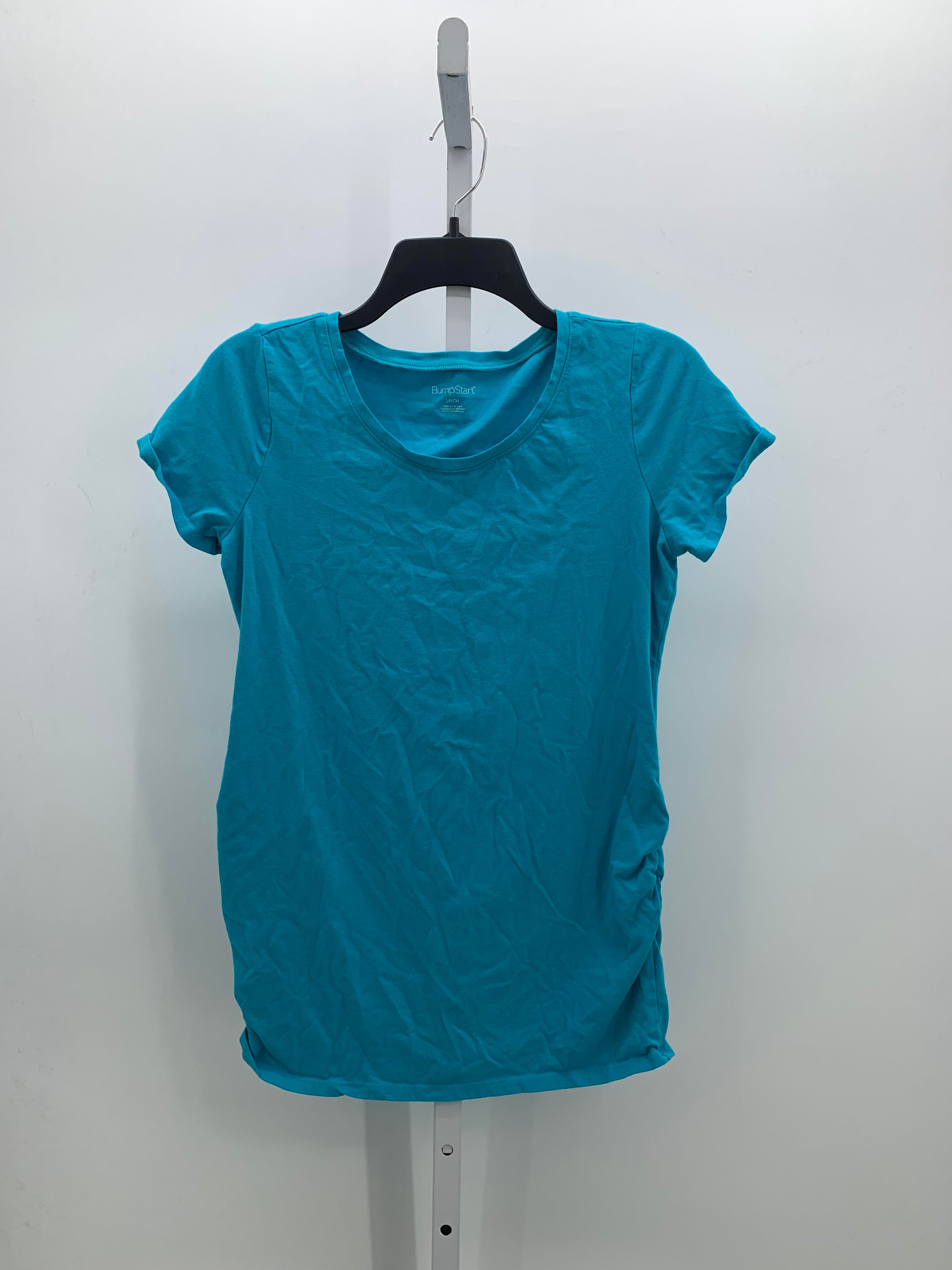 Blue Size Small Maternity Short Sleeve Shirt