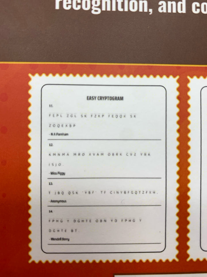 CRYPTOGRAMS PUZZLE BOOK.