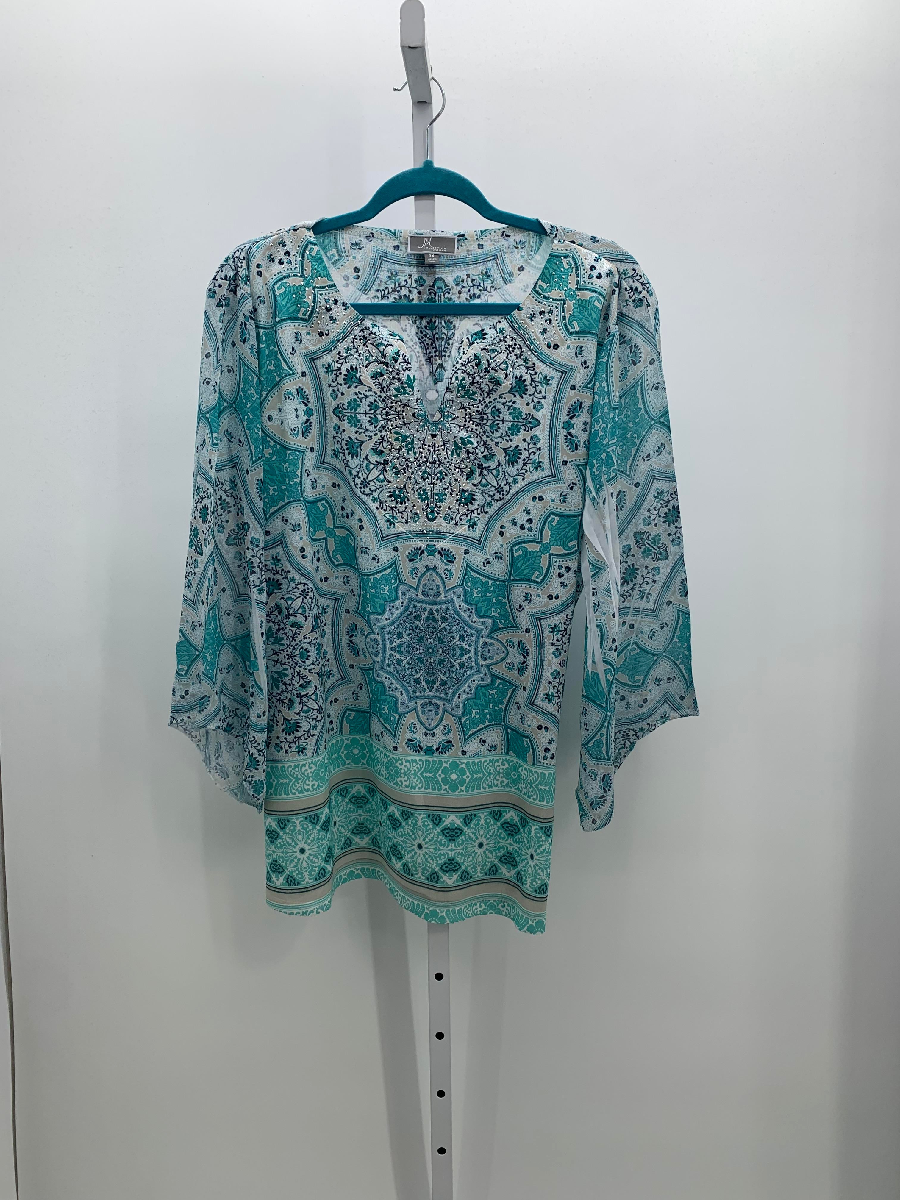 JM Collection Size 3X Womens 3/4 Sleeve Shirt