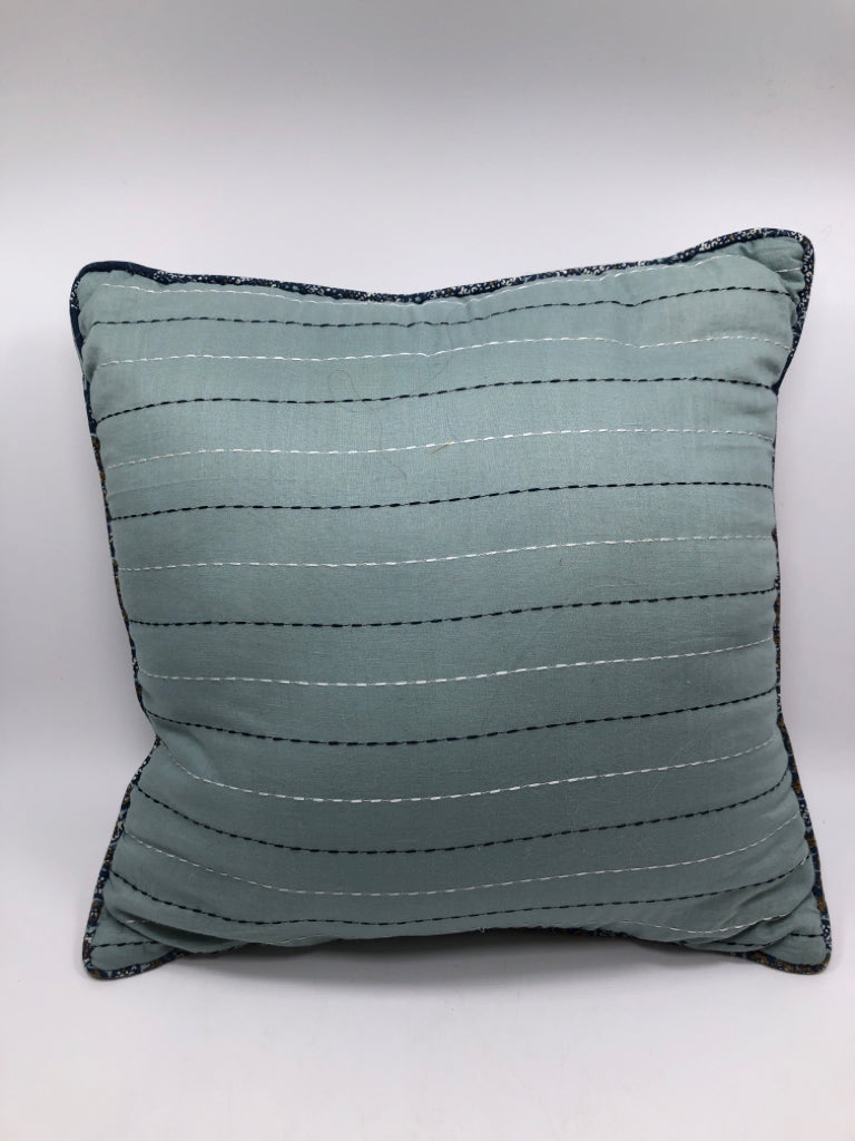 2-SIDED BLUE PATTERNED PILLOW.