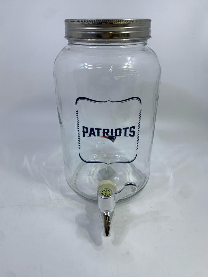 PATRIOTS NFL SUN TEA GLASS JAR IN BOX.
