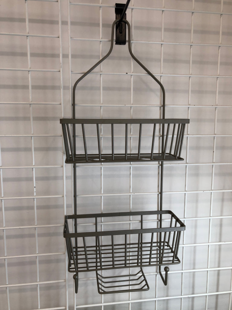 METAL GREY 2 TIER SHOWER CADDY.