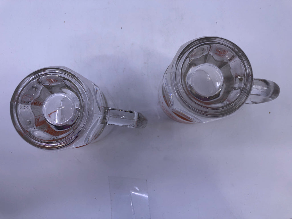 2 HEAVY GLASS CALIFORNIA ROOT BEER HANDLE MUGS.