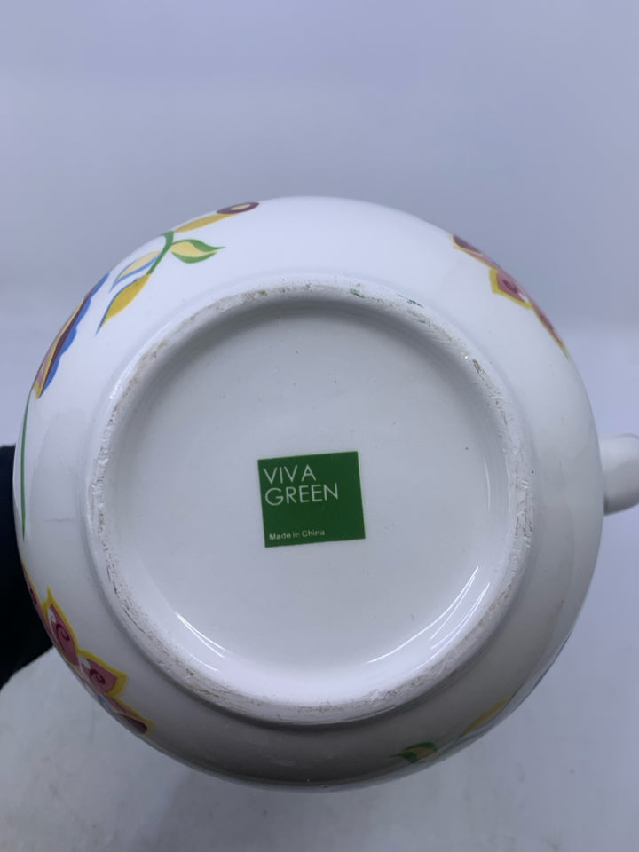 WHITE W/ COLORFUL PAISLEY PRINT.