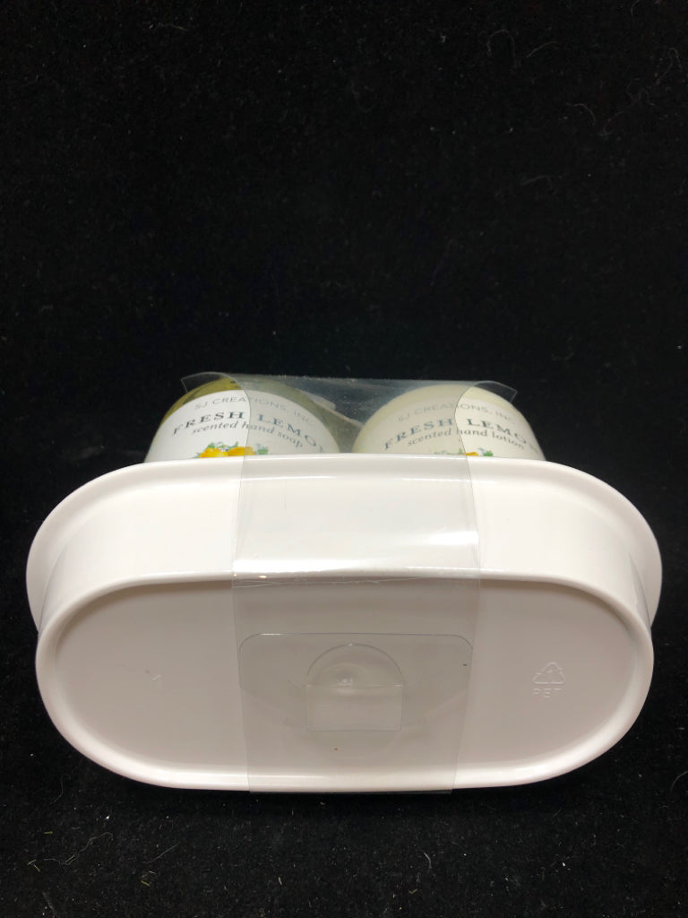 NIP 3PC LEMON SOAP LOTION W/ TRAY.