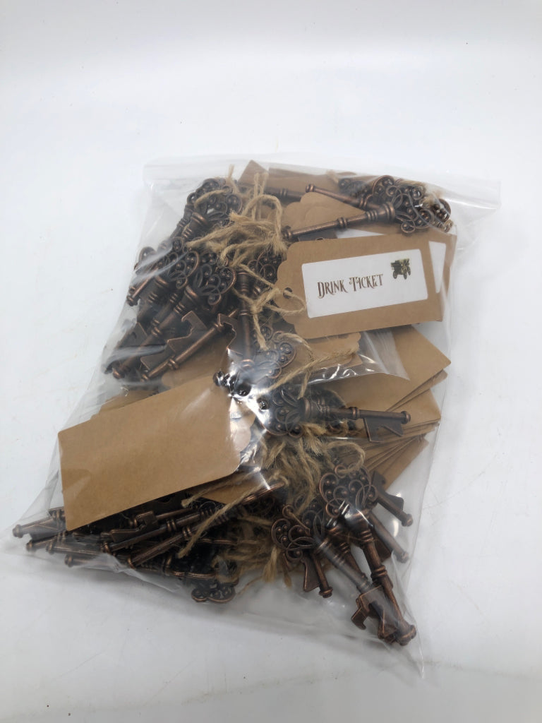 BAG OF KEY BOTTLE OPENERS.