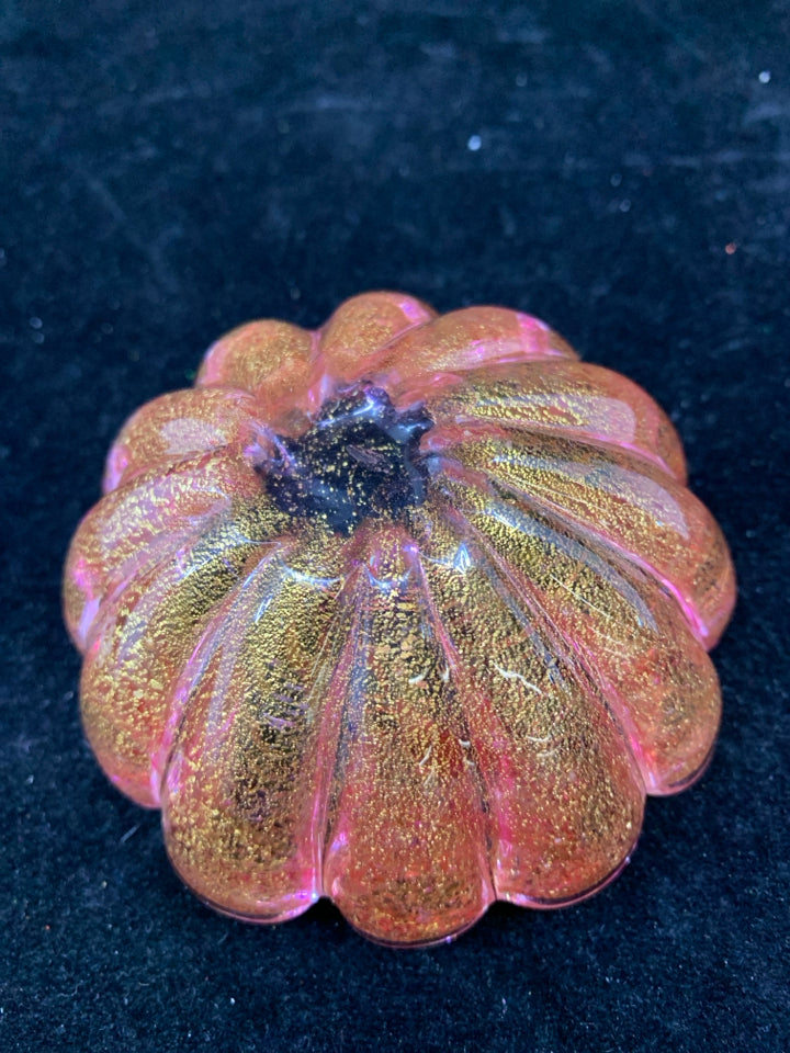 TINY ORANGE GOLD GLASS BOWL.