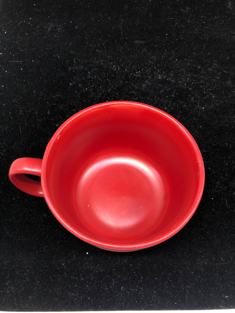 RED SOUP MUG W/ MONOGRAM E.