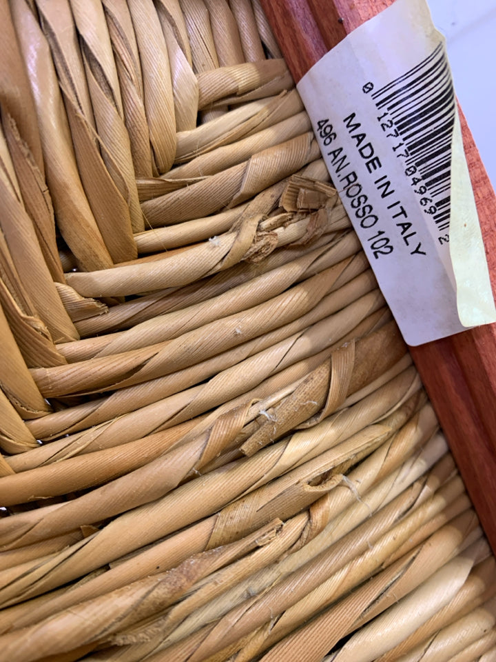 VTG DARK CORAL PAINTED WOODEN CHILDS CHAIR.