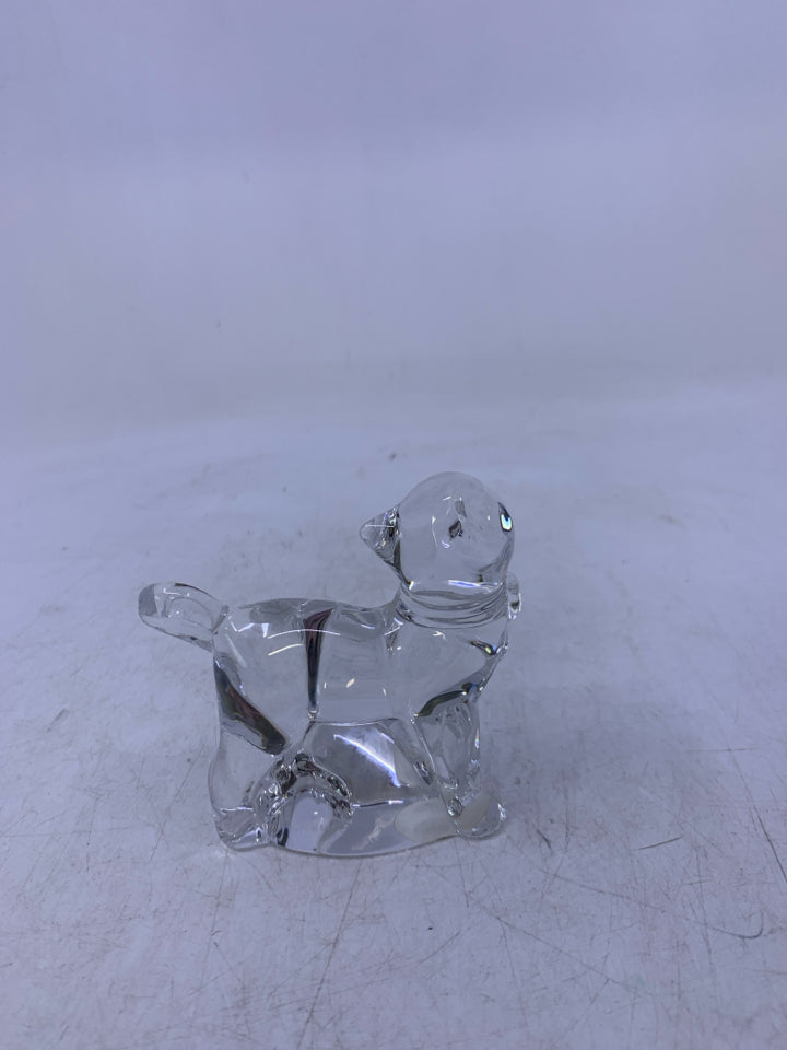 CLEAR CRYSTAL STANDING CAT W/ BOW.