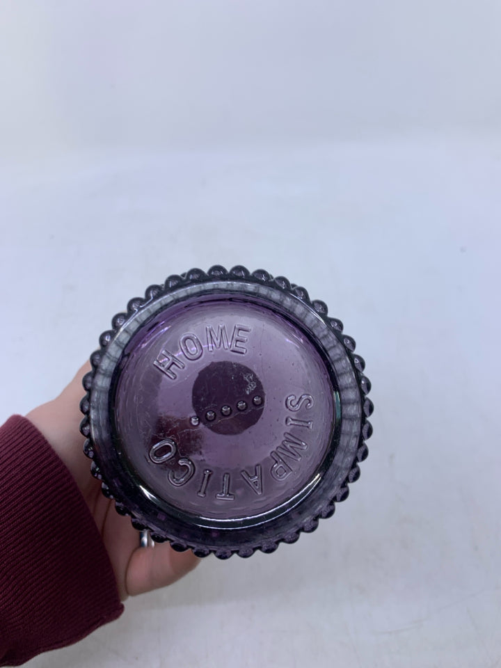 PURPLE HOBNAIL GLASS VASE.