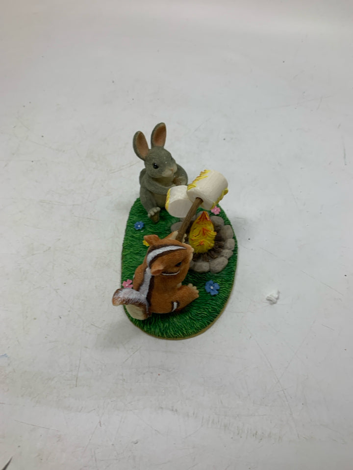" TOASTING MARSHMALLOWS" RABBIT & CHIPMUNK.