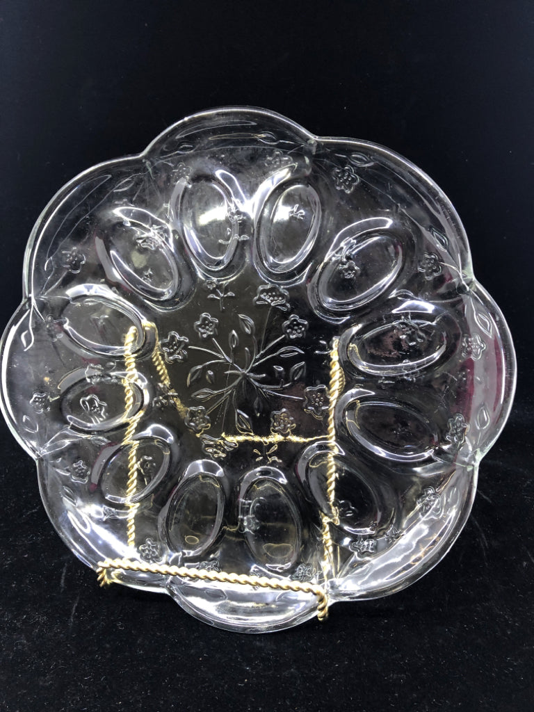FLORAL EMBOSSED DEVILED EGG SERVER.