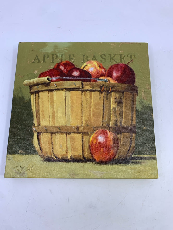 BASKET OF RED APPLES WALL CANVAS.