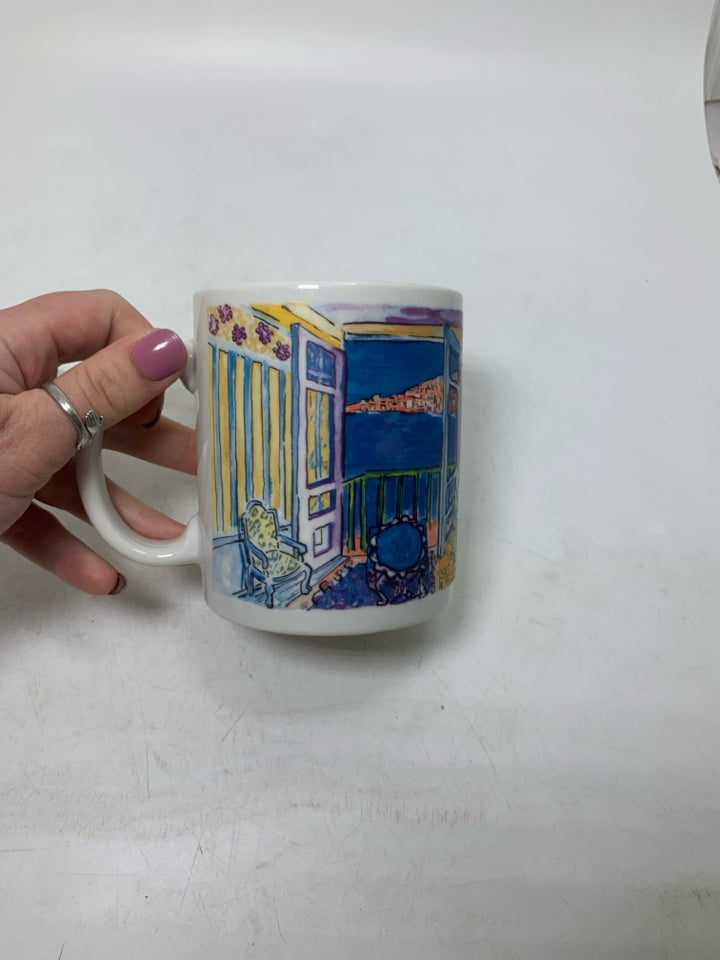 WINDOW SCENE OUT LOOKING BEACH MUG.