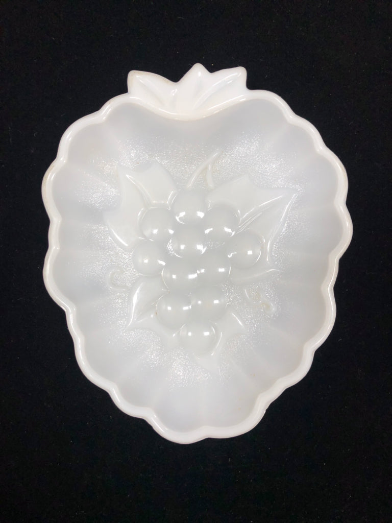 VTG RASPBERRY MILK GLASS DISH.