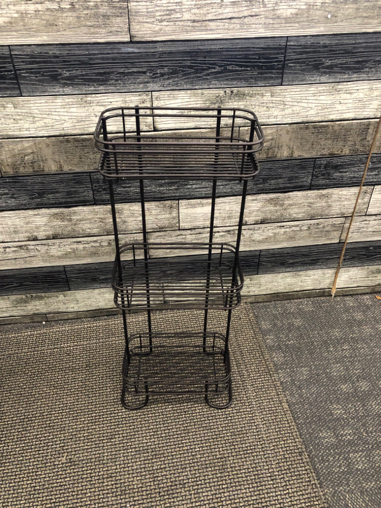 3-TIER SQUARE ORGANIZER W/DARK BROWN METAL.
