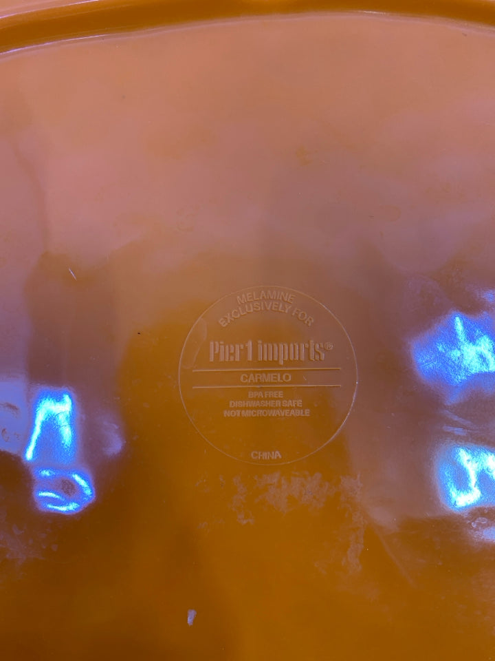 PIER 1 ORANGE CRACKLE MELAMINE SERVING PLATE.