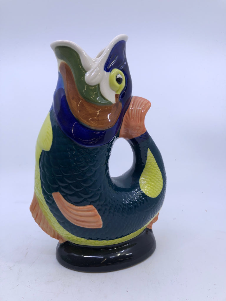 VTG KOI FISH CERAMIC VASE/ PITCHER- DARTMOUTH DEVON ENGLAND.