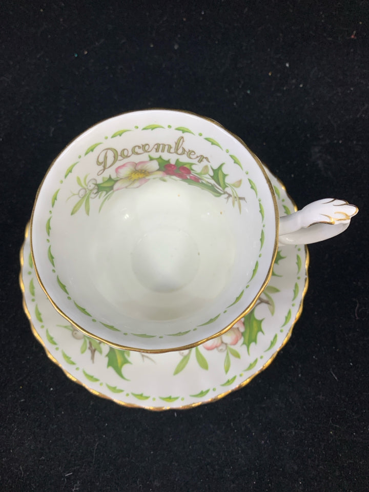 "DECEMBER" WHITE FLOWER W/BERRIES CHRISTMAS ROSE.