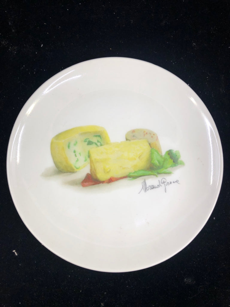 3 WHITE CERAMIC CHEESE PLATES.