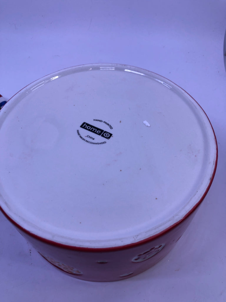 ROUND SANTA COOKIE JAR/ SERVER.