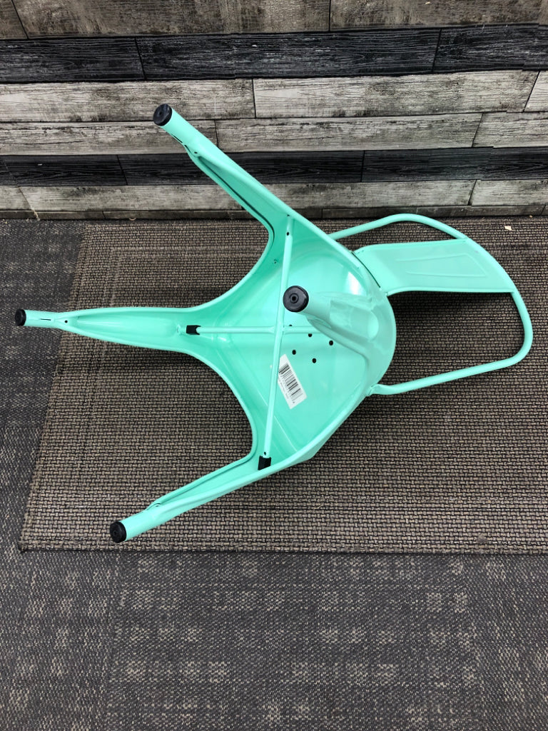 TEAL METAL CHAIR.