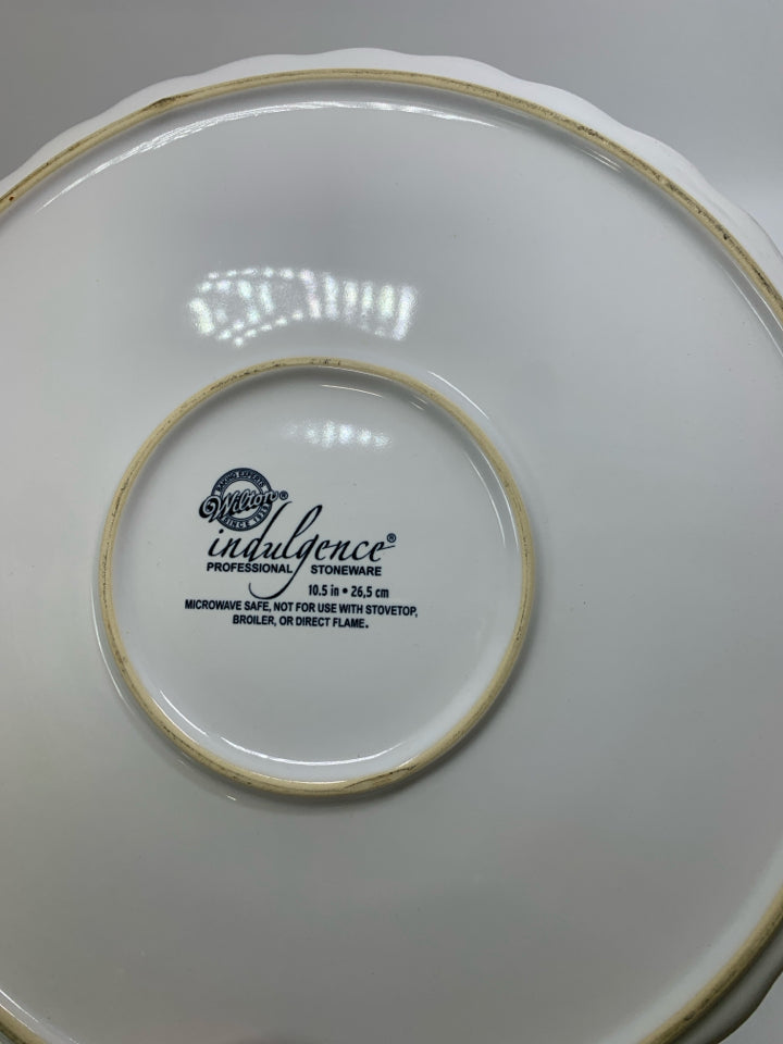 WHITE STONEWARE TART/QUICHE DISH.