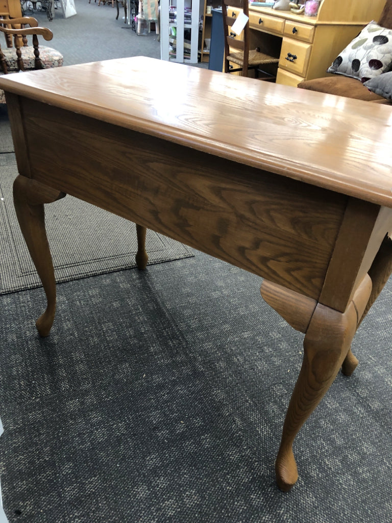 WOOD SOFA/ CONSOLE TABLE W/ DRAWER.