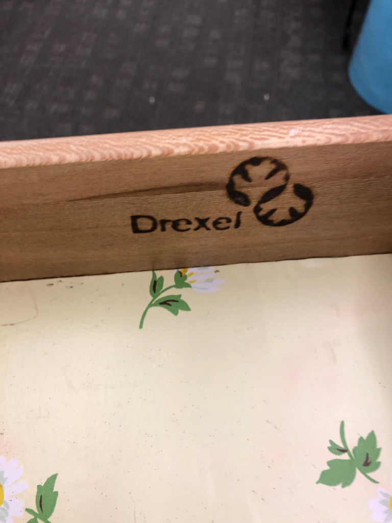 SMALL DARK WOOD 4 DRAWER DRESSER/SIDE TABLE DREXEL GOLD HARDWARE.