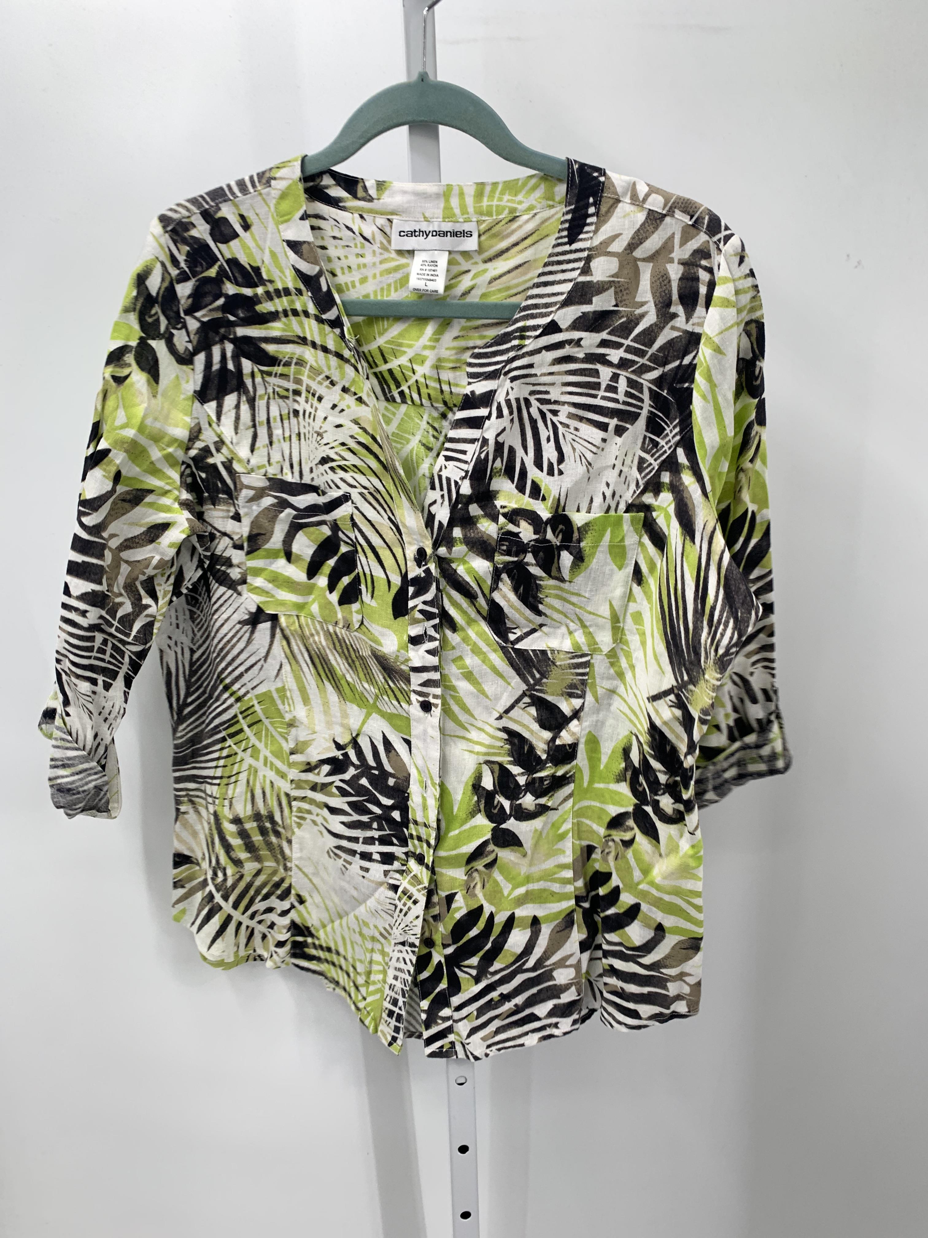Cathy Daniels Size Large Misses 3/4 Sleeve Shirt