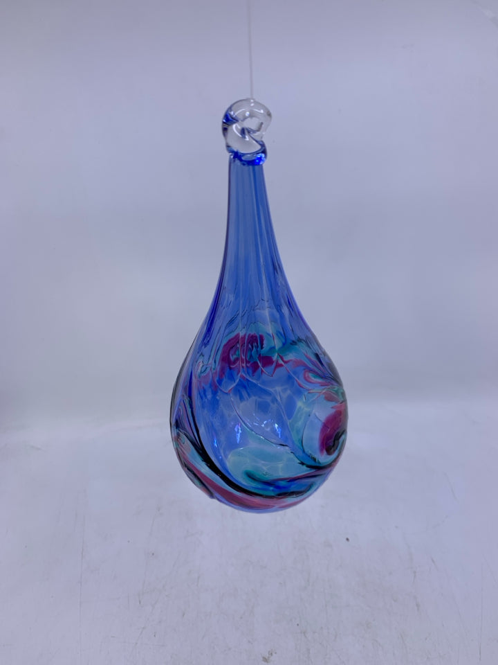 BLUE,PINK,GREEN TEAR DROP BLOWN GLASS BULB.