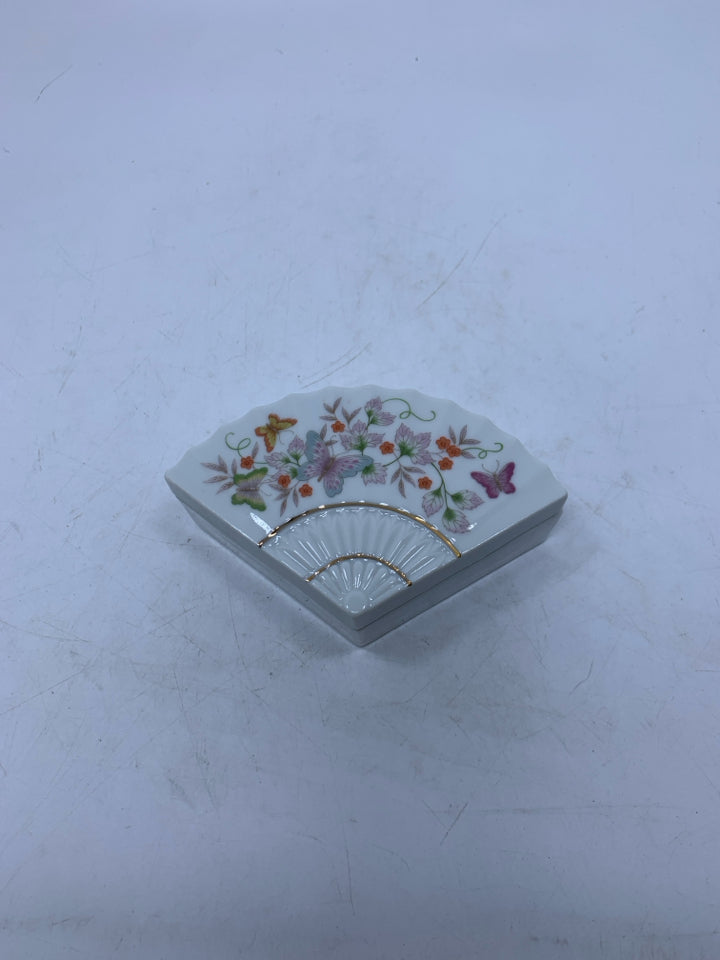SMALL ASIAN STYLE FAN SHAPE W/ FLOWERS/BUTTERFLIES.