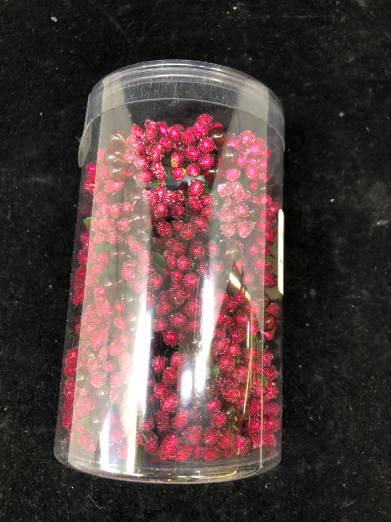6 NIP CRANBERRY BEADED NAPKIN RINGS