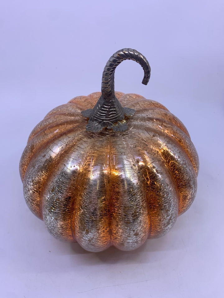CRACKLE MERCURY GLASS PUMPKIN.