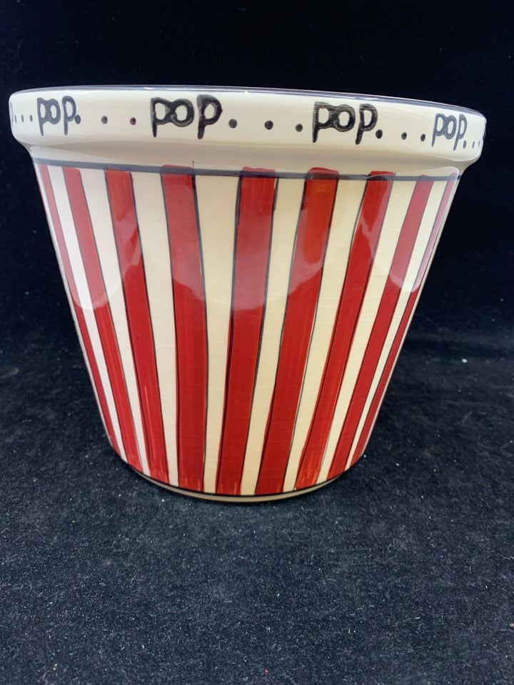 LARGE STRIPE POPCORN BOWL.