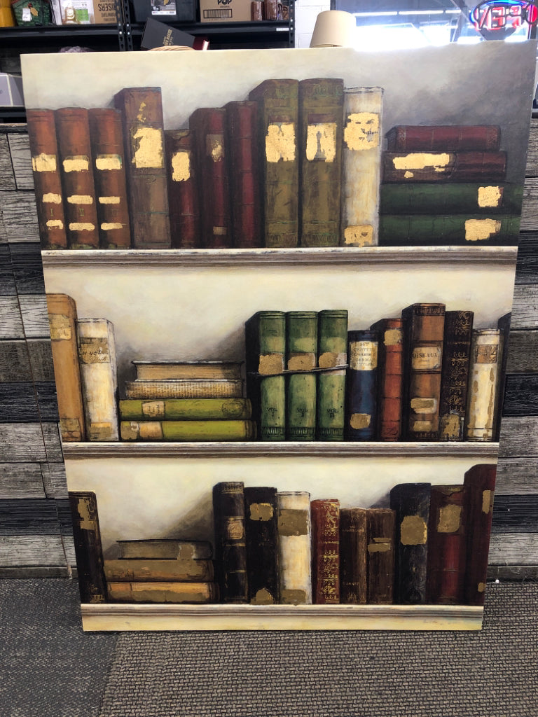 DIFFERENT COLOR BOOKS CANVAS WALL ART.