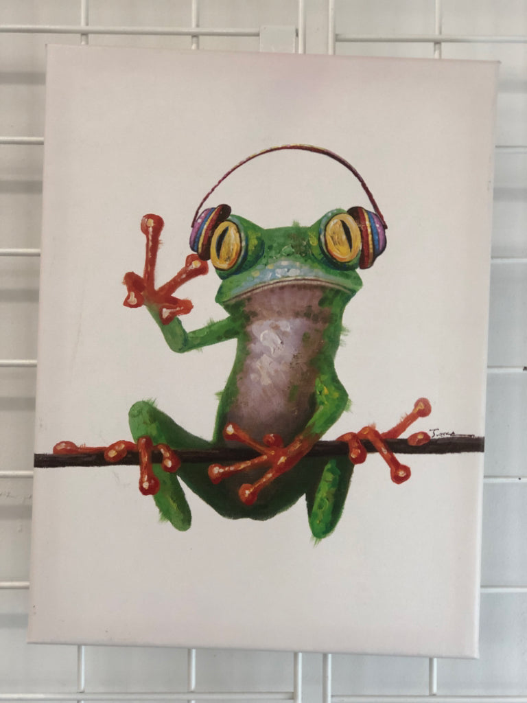 FROG W/HEADPHONES CANVAS.