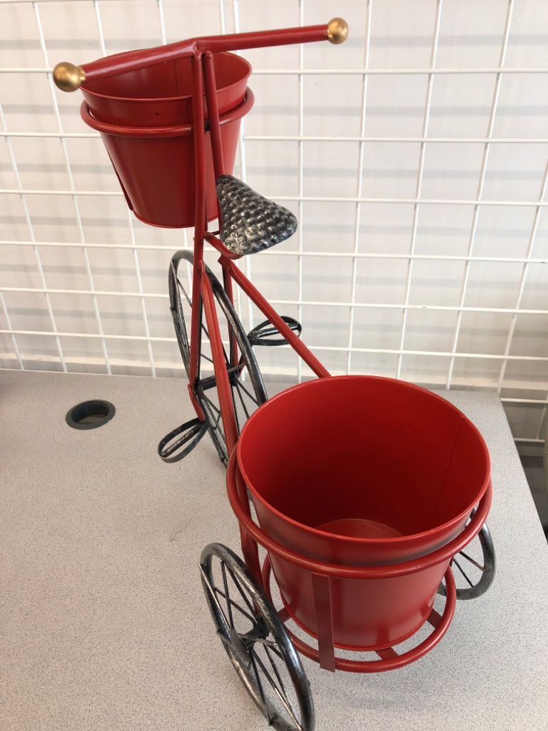 2 SECTION RED BICYCLE PLANTER.