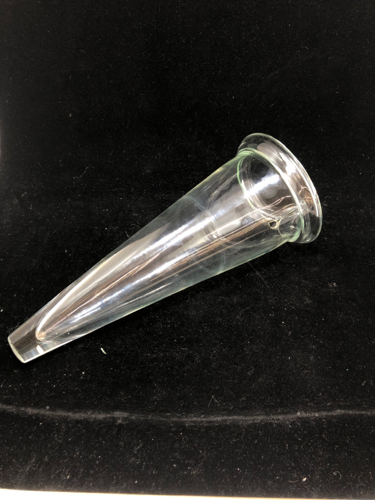 BLOWN CLEAR GLASS WALL VASE.