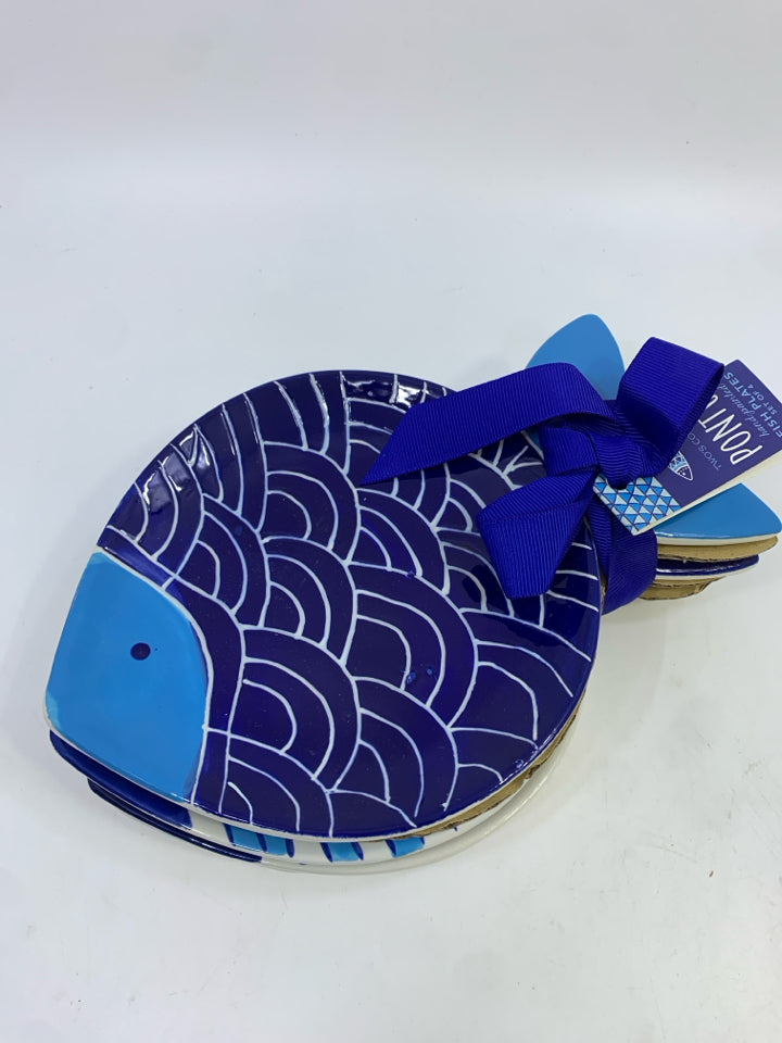 NWT 4 BLUE PONTUS FISH PLATES.