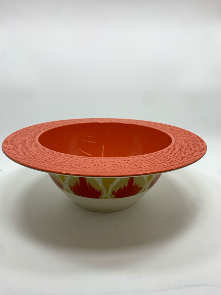 CORAL ORANGE MELAMINE SERVING BOWL.