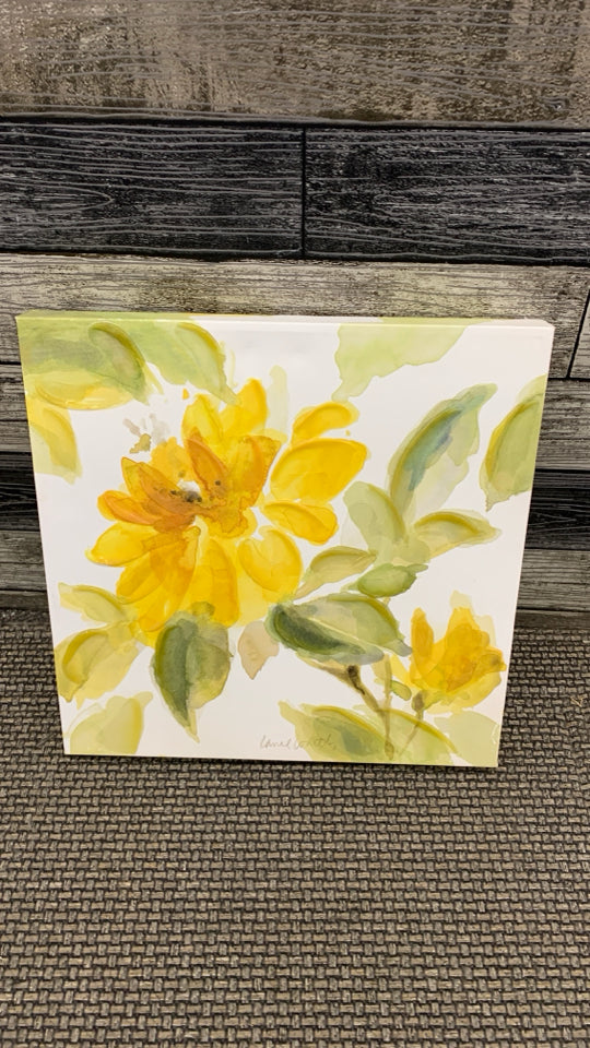 YELLOW SUNFLOWER TEXTURED PAINTED CANVAS.