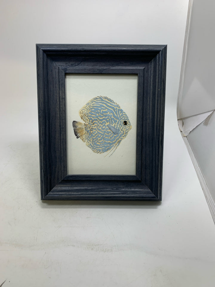 NAVY BLUE FRAME W/ FISH PICTURE.