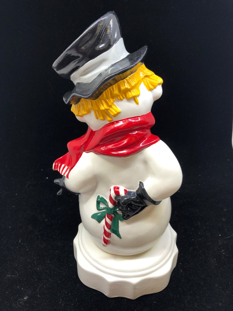 CERAMIC MUSICAL SNOWMAN.