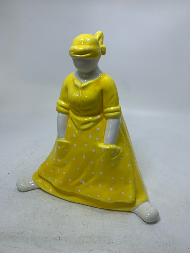 VTG CERAMIC WOMAN IN POLKA DOT DRESS VASE "PEASANT PEOPLE".