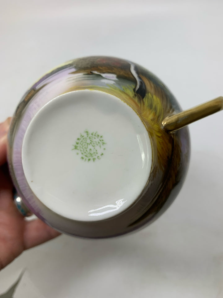 POND SCENE W/ CHANGING LEAVES W/ GOLD DETAILS TEA CUP.